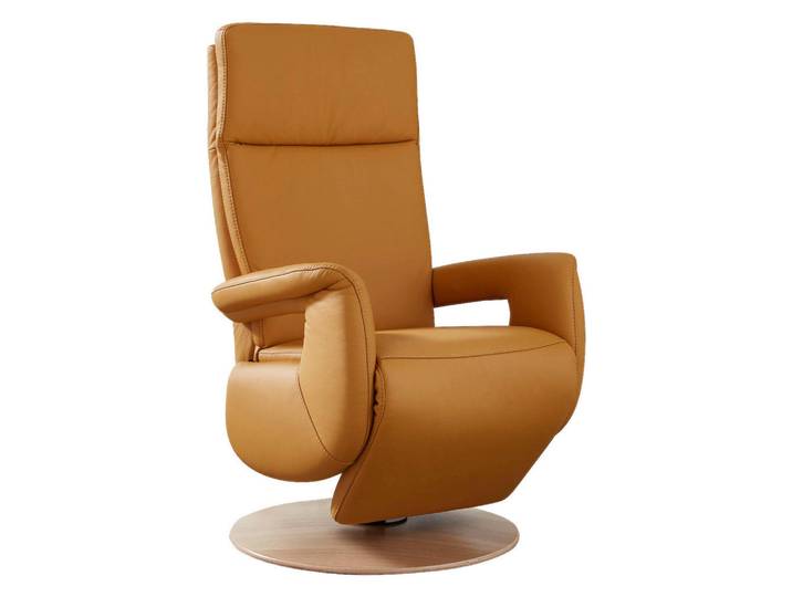 Cantus Relaxsessel, Currygelb, Holz, Echtleder, Color-Finish-Leder, Eiche, 70x115x80 cm, Goldenes M, Fußauswahl, Lederauswahl, Stoffauswahl, Relaxfunktion, Aufstehhilfe, Herz-Waage-Funktion, Wohnzimmer, Sessel, Relaxsessel