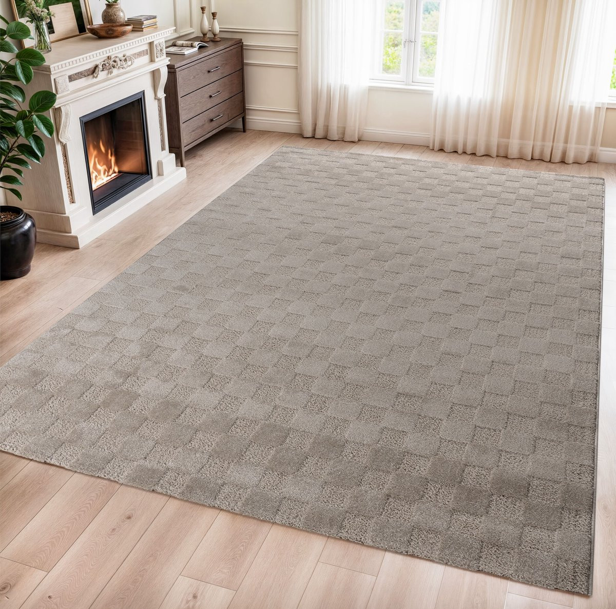 Muratap Vivant Chesterfield Vloerkleed Laagpolig Effen Beige Rechthoekig