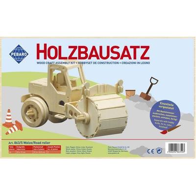 PEBARO 863/5 - Holzbausatz Walze, 64 Teile, Holzkonstruktion zum Zusammenstecken