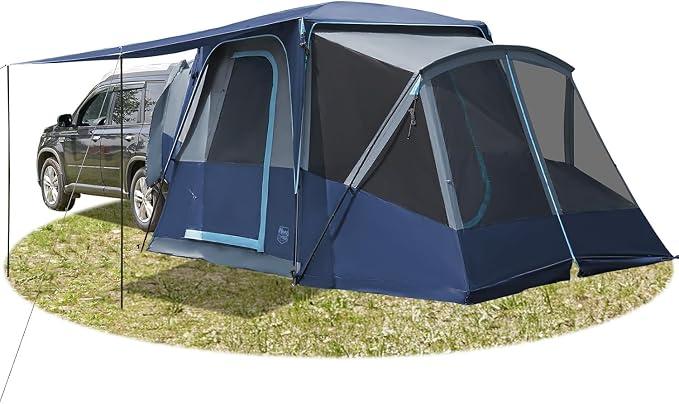 Heckzelt Auto 5 Personen mit Sonnensegel Autozelt Heckklappe 397cmx305cmx220cm 3000 mm Wasserdicht Camping Zelt SUV mit Vorzelt für Wohnwagen Familie Reise