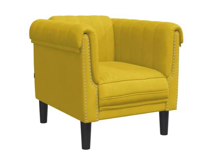 Sessel Gelb Samt mit Armlehnen, Polstersessel für Wohnzimmer, 110 kg Weicher Samt, dicht gepolsterter Sitz, stabile Beine, moderne Optik, Lesen, Fernsehen, Entspannen
