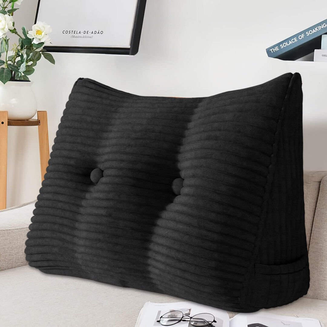 WOWMAX Corduroy Backrest Pillow Black 50cm H x 60cm W