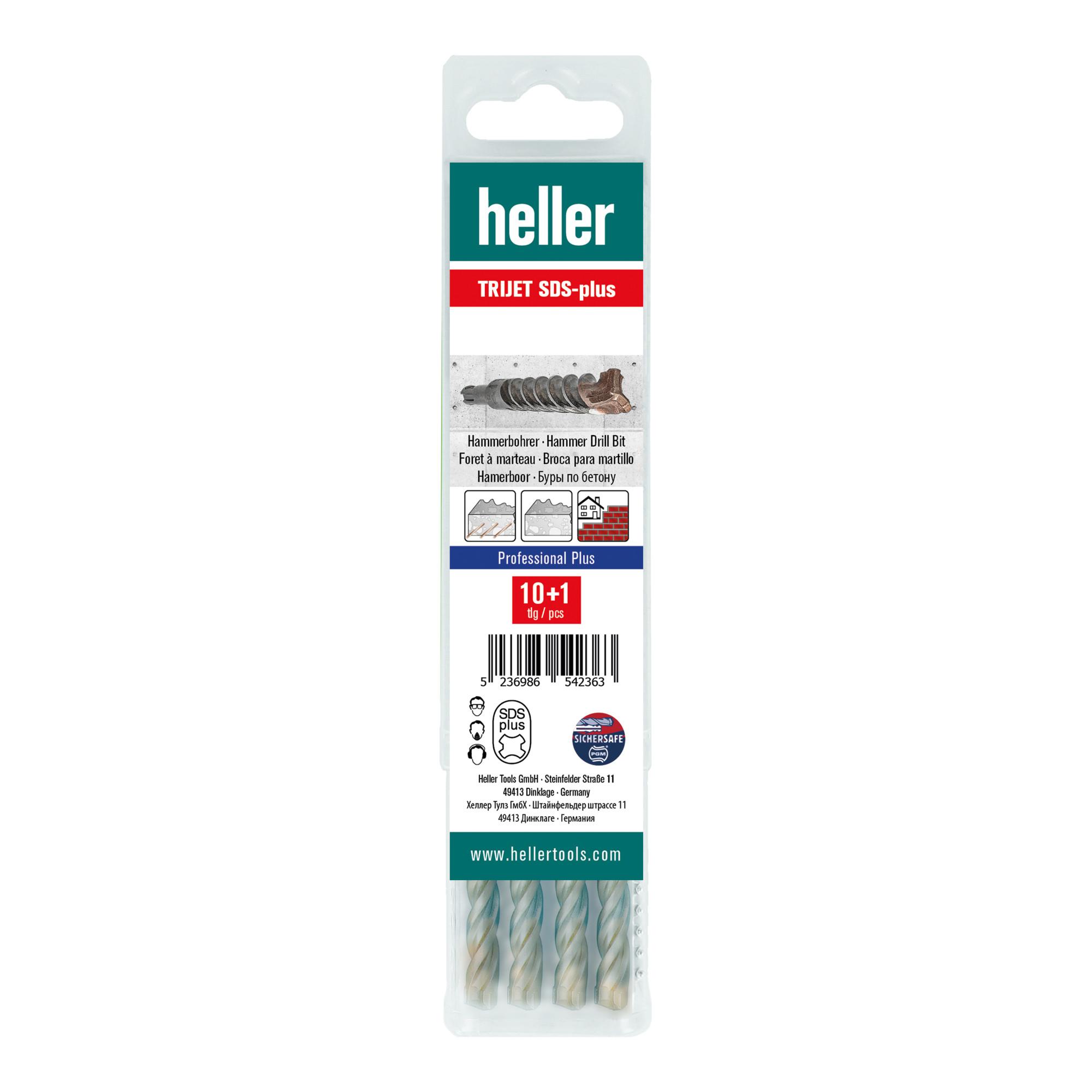 Heller Tools Trijet SDS-plus Hammerbohrer, Ø 16 x 100/150 mm, für Beton/Stahl/Mauerwerk, 29853)