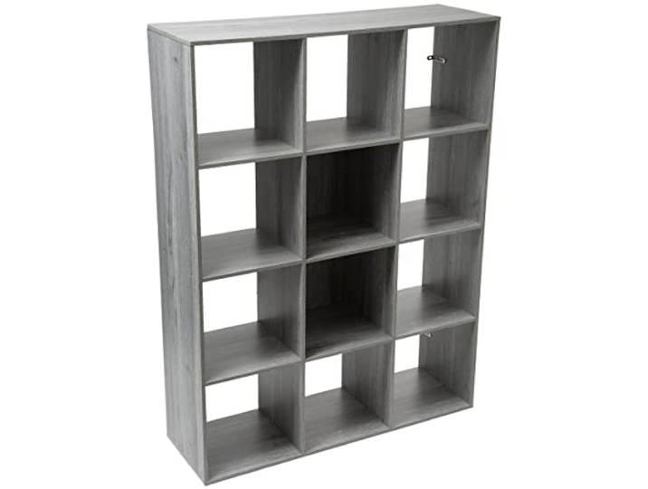 5Five Regal aus Holz, 12 Fächer, Farbe Grau