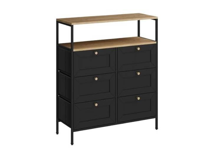 Vicco Kommode Belaro, Schwarz, 80 x 95 cm mit 6 Schubladen, zur Aufbewahrung von Küchenutensilien und Geschirr geeignet