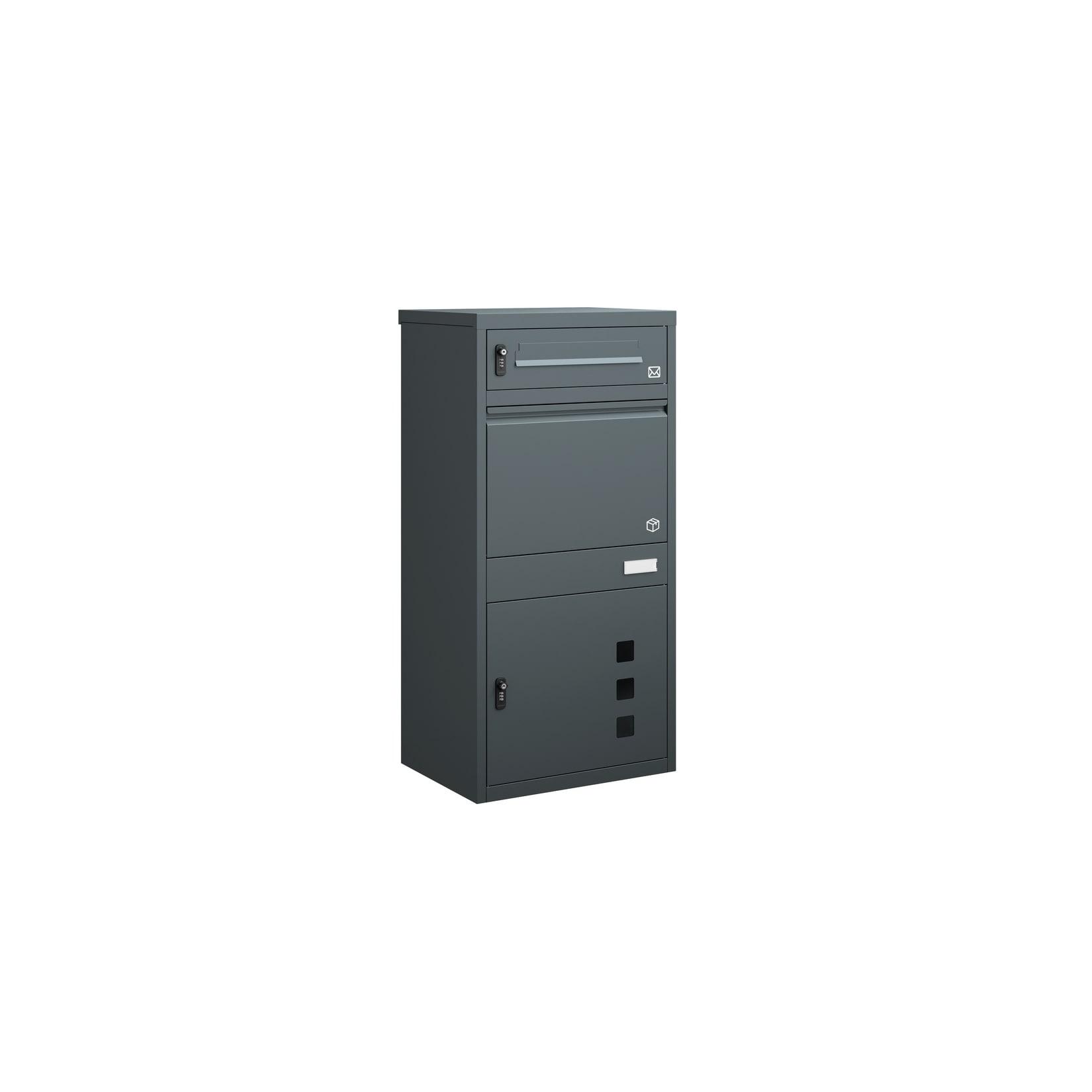 SoBuy Paketbox, Briefkasten mit Paketfach, Außen-Schrank für Pakete, 3 Türen