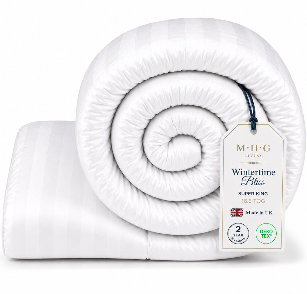 MHG Living Winter Microfibre Duvet 16.5 Tog with Breathable Hypoallergenic Hollowfibre - Available Single/Double/King/Super King White Super King