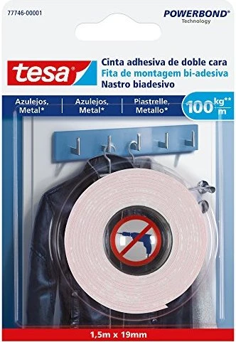 Tesa Montageband Fliesen&Metall 100kg 1.5m x 19mm
