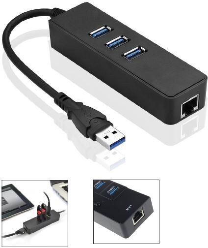 MicroConnect USB 3.2 Gen 1 Hub with USB 3.0 Ports and RJ45 Gigabit Ethernet
