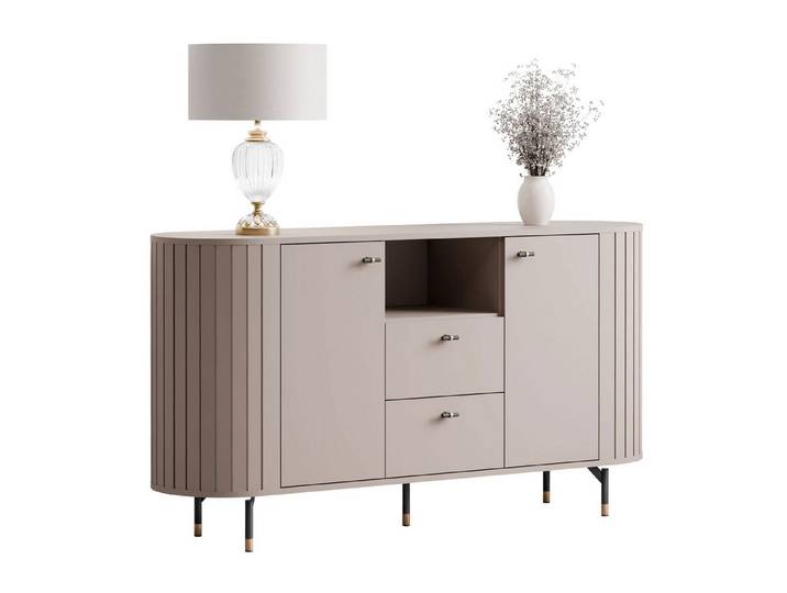 Lookway Kommode ELODIE 150 2D2S Soft-Close, Fräsfronten & Metallbeinen (1x Kommode), Breite: 150 cm, Höhe: 81 cm, Tiefe: 40 cm