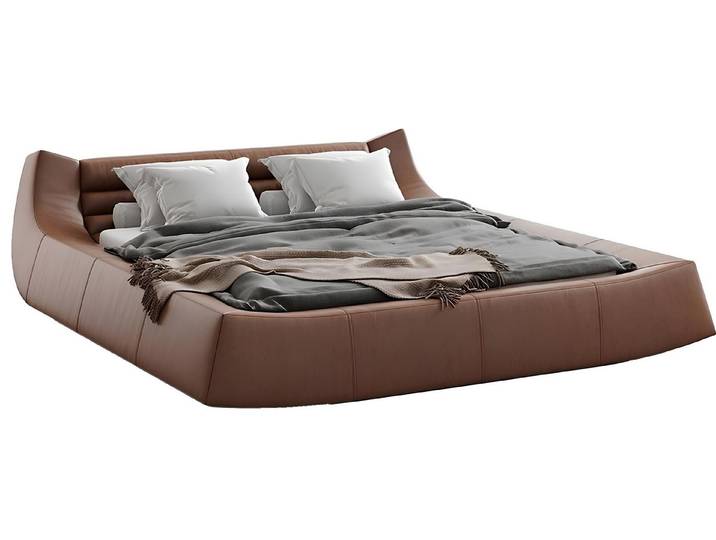 Xlmoebel Lederbett Modernes Designer-Doppelbett aus Leder und Stoff für Hotels (Bett, Bett), Hergestellt in Europa