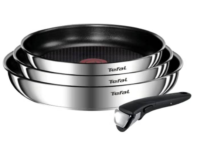 Tefal Ingenio Emotion Induktions-Bratpfannen-Set, antihaftbeschichtet, Edelstahl, 4-teilig, L897S474
