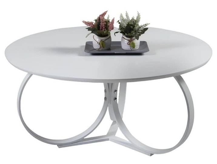 Xlmoebel Couchtisch Runder weißer Designer-Wohntisch aus hochwertigem Material (Couchtisch, Couchtisch), Hergestellt in Europa