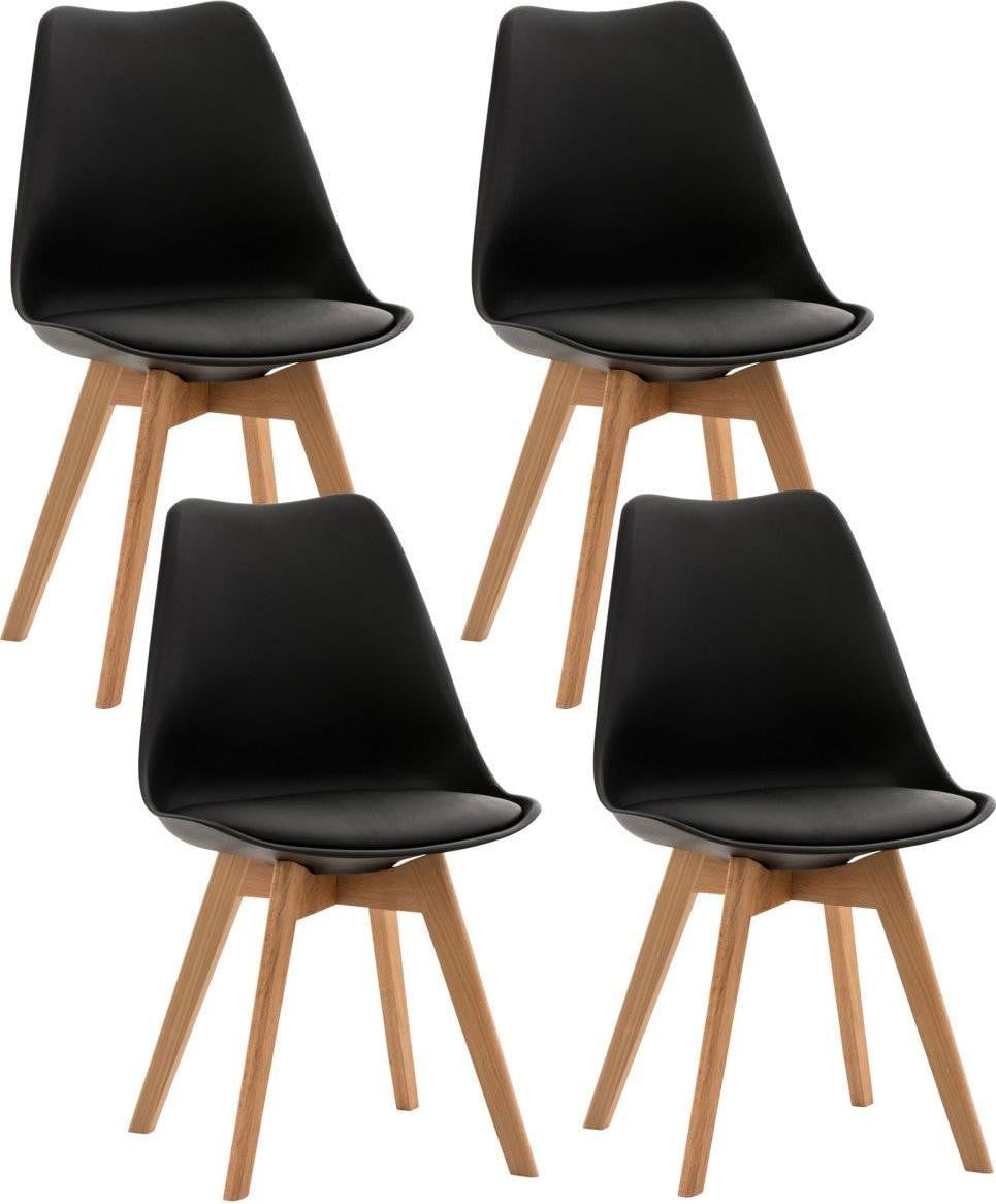 BellaFurn Set van 4 zwarte eetkamerstoelen van kunststof