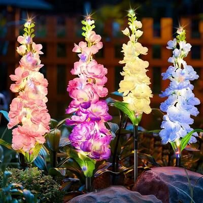 Uplift Picks Solar Hyacinth Garden Light Adds Glowing Floral Charm To Outdoor Spaces pink rgb Light