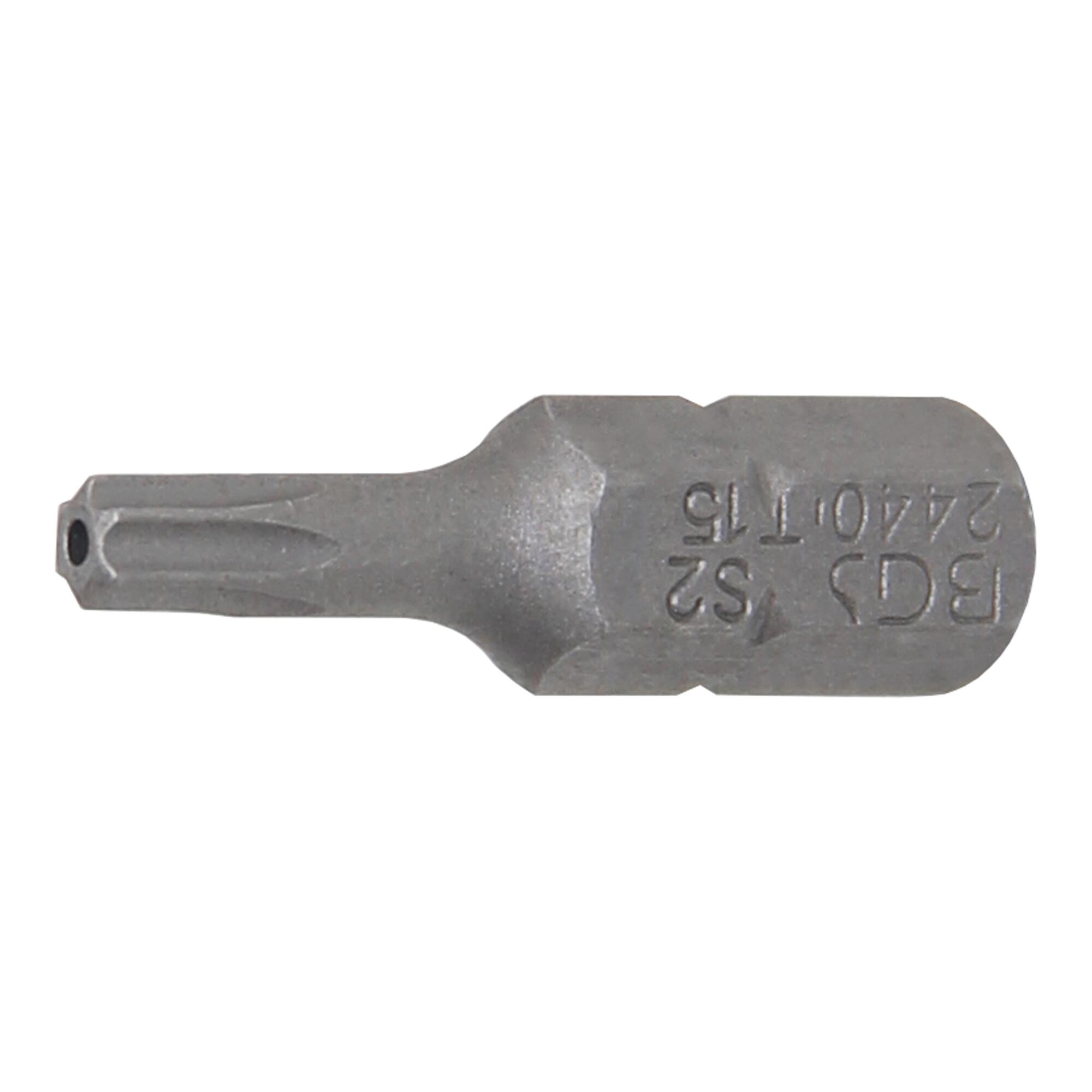 BGS Bit Antrieb Außensechskant 6,3 mm (1/4") T-Profil (für TX) mit Bohrung T15 ; BGS technic (2440)