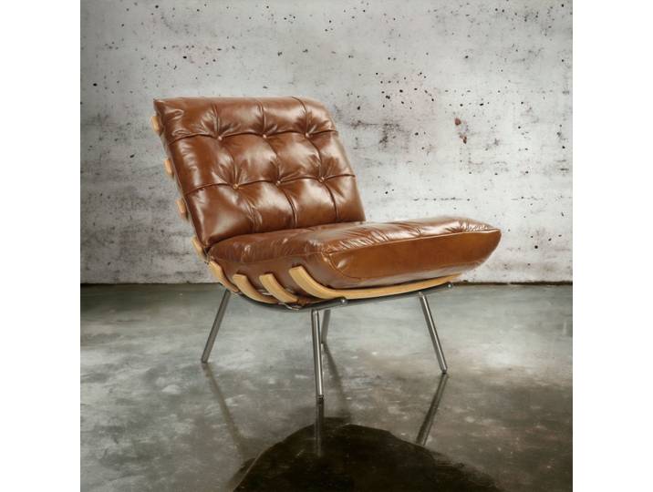Fauteuil Scandinave Jansen en Cuir - Havana