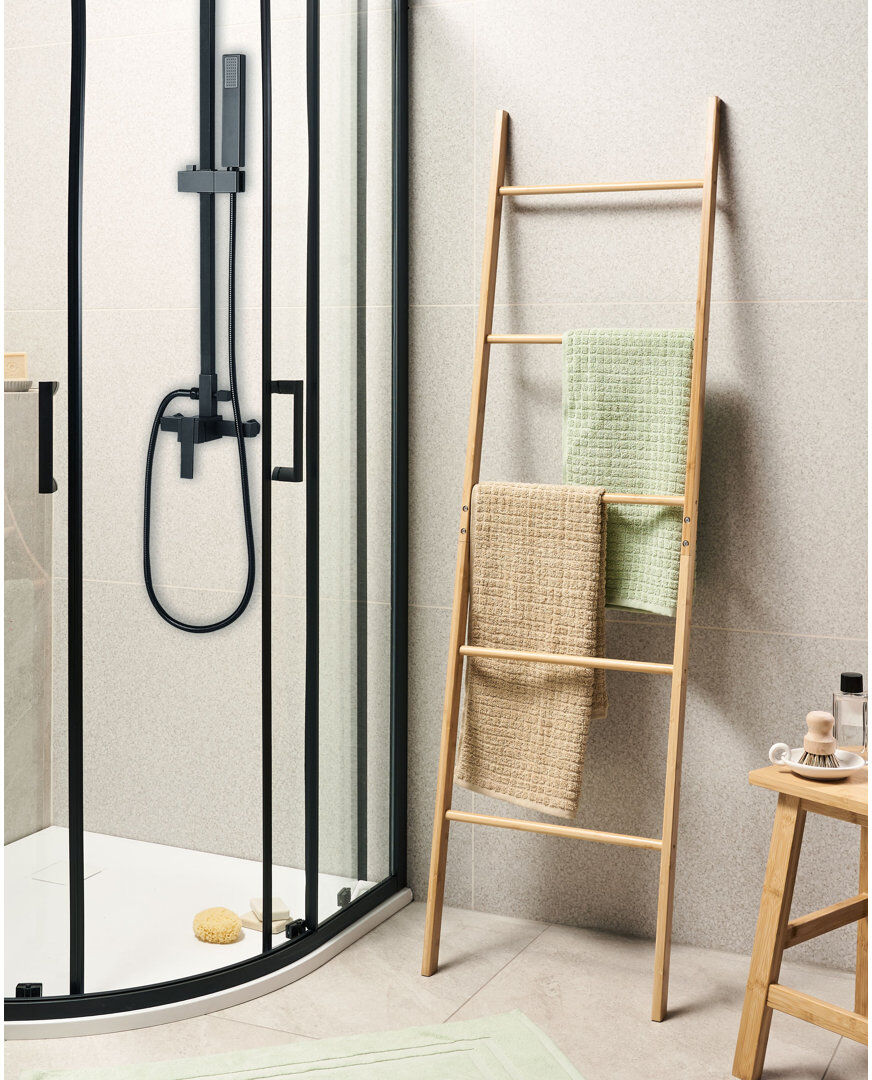 17 Stories MANAUS 44 cm 5 - Bar Freestanding Towel Rack Natural 160cm H X 44cm L X 4cm D