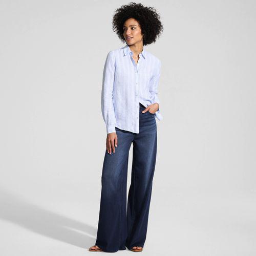 Starfish Knit-Jeans mit weitem Bein in Tall-Größe, Damen, size: tall, Blau, Elasthan/Baumwoll-Mischung/Polyester-Mischung, by Lands' End