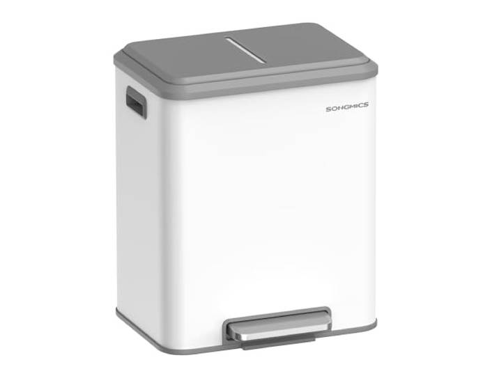 SONGMICS Mülleimer Küche, Mülltrennsystem 2 x 15 L, Stahl