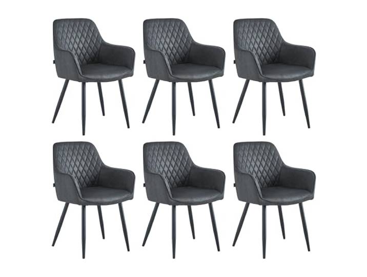 Colenis Esszimmerstühle, 6er Set für Küche, Wohnzimmer, Schlafzimmer, Küchenstühle mit Armlehnen Metallbeinen, gepolsterte Sitzfläche aus Mikrofaser, bis 120 kg belastbar, Anthrazit - Beverly