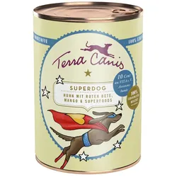 Terra Canis Superdog 400 Gramm Hundenassfutter 6 x 400 Gramm Huhn mit roter Beete, Mango & Superfoods
