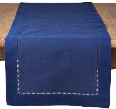 Saro Lifestyle Classic Hemstitch Table Runner - Textured Border Runner for Dining & Formal Entertaining
