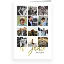 Einladungskarte 60. Geburtstag: Bildreich 60 mit Fotos in Weiß