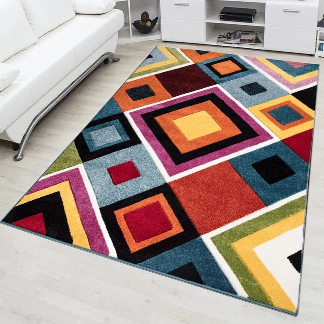 Metro Box Pattern Polypropylene Rug & Runner – High Traffic, Heavy Duty Area Carpet Box Rectangle 200 x 290cm
