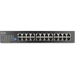 Zyxel GS1100-24ES 24-Port Gigabit Unmanaged Switch,DIP-Sekto (24 Ports), Netzwerk Switch, Schwarz
