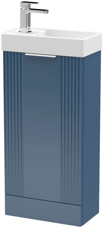 Nuie Deco Compact 400mm Single Bathroom Vanity with Drop In Vitreous China Basin Satin Blue 400mm W