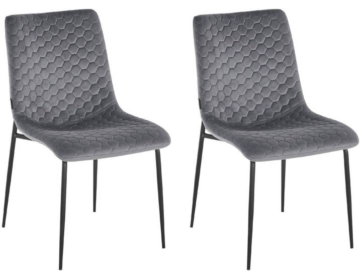 loft24 Esszimmerstuhl Oppenheimer (Set, 2 St), Stuhl Set, Samtbezug mit Wabenmuster, Polsterstuhl, modern