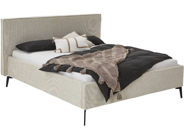 Polsterbett MEISE.MÖBEL Riva II , beige (greige, greige), B:185cm L:216cm, Betten, Polsterbett, mit schwarzen Metallfüssen, wahlweise mit Bettkasten