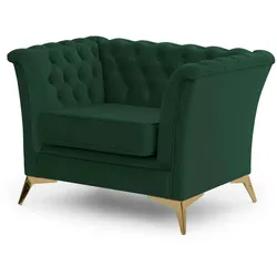 S-STYLE Chesterfield Sessel  Wilhelm , grün , Maße (cm): B: 116 H: 78