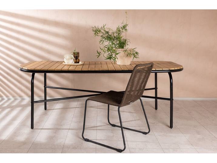 Garten Esstisch Lumo - 200x90 cm mit Akazien-Tischplatte in Naturoptik - Naturoptik - Luxusbetten24