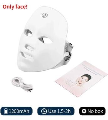 Inspired Finds Wireless Photon Rejuvenation LED Beauty Mask 7 Color Face And Neck Therapy face 1200mah