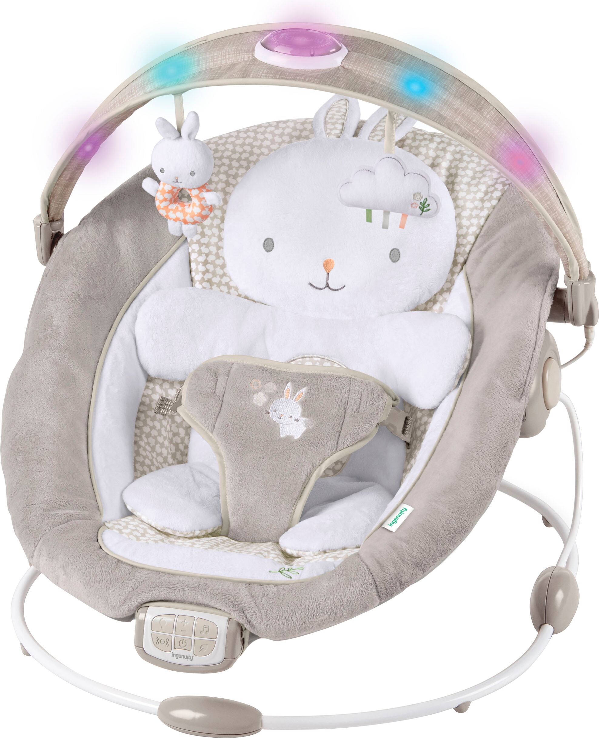 Babyschaukel INGENUITY "InLighten Bouncer™ - Twinkle Tails™", Baby, grau, Kunststoff, Metall, Stoff, Babywippen Babyschaukel, mit Licht und Sound grau Einheitsgröße