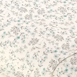 Baumwollstoff Gräser & Blümchen "Pia", bleu/weiß/grau