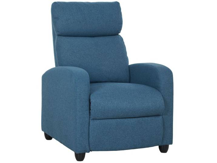 LIA Fauteuil de relaxation manuel inclinable avec repose-pieds et rembourré en tissu bleu