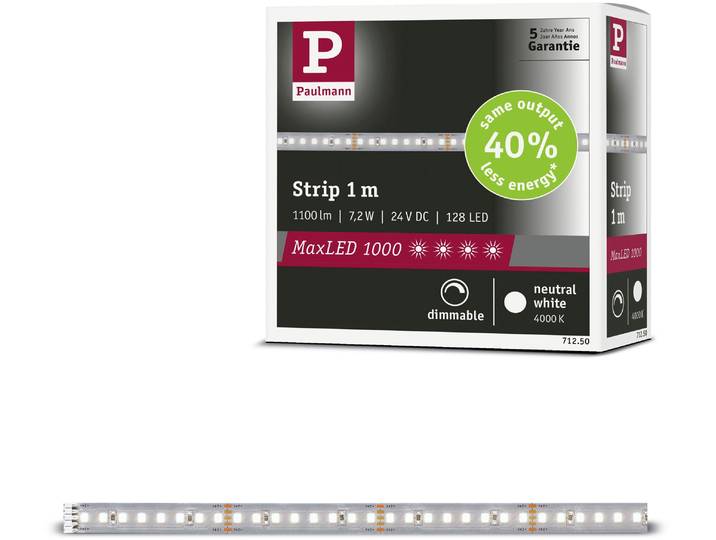 PAULMANN LED-Streifen MaxLED 1000 LED Strip Neutralweiß Einzelstripe , silber (silberfarben), Dioden 128 Stk., Gesamtlänge 1m, Lichterketten, LED-Streifen