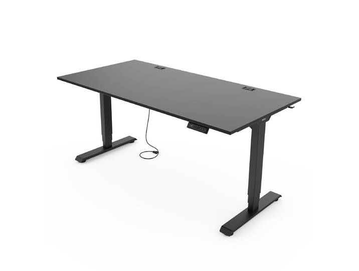 Elektrisch höhenverstellbarer Schreibtisch 120x80 cm, Dunkelgrau/Schwarz - Yaasa Desk Essential