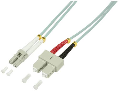 LogiLink FP3LS10 Glasfaser LWL Anschlusskabel 10.00m Türkis [1x LC-Stecker - 1x SC-Stecker] 50/125 µ Multimode OM3