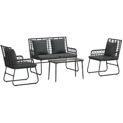 vidaXL Gartenmöbel Set 4 pcs Schwarz und Anthrazit Poly-Rattan