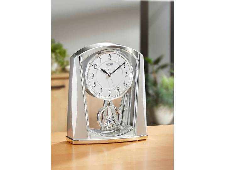 Tischuhr aus Kunstmaterial, Silber