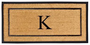 A1 Home Collections Natural Coir & Rubber Large Monogrammed Door Mat