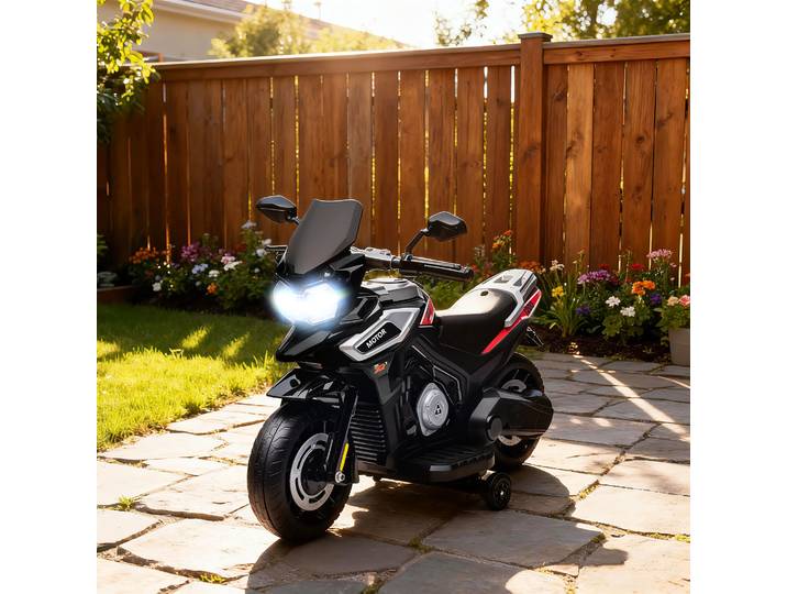 AIYAPLAY Moto Électrique Enfant 18-36 Mois Noir Lumières Musique
