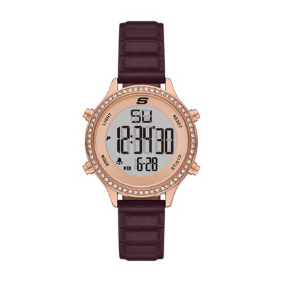 Chronograph SKECHERS "ALISO", rosa (weinrot, silberfarben), Armbanduhren, Damen, roségoldfarben, Chronograph, Quarzuhr, Armbanduhr, Damenuhr, digital, Tag, Wochentag, Monat