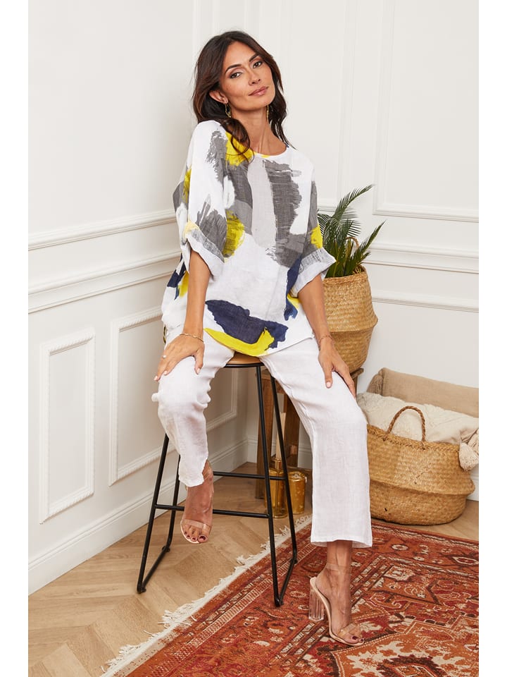 Fleur de Lin Leinen-Bluse "Krik" in Weiß - XL