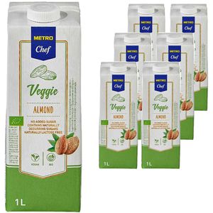 METRO-Chef Mandeldrink Veggie Almond, BIO, zuckefrei, je 1 Liter, 6 Stück