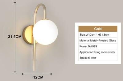 Modern Harvest Tools & Trends Black Gold Interior LED Wall Lamps Wall Lights With Bulb For Bedroom, LED Wall Sconce For Home Lighting c Gold 9w neutral Light